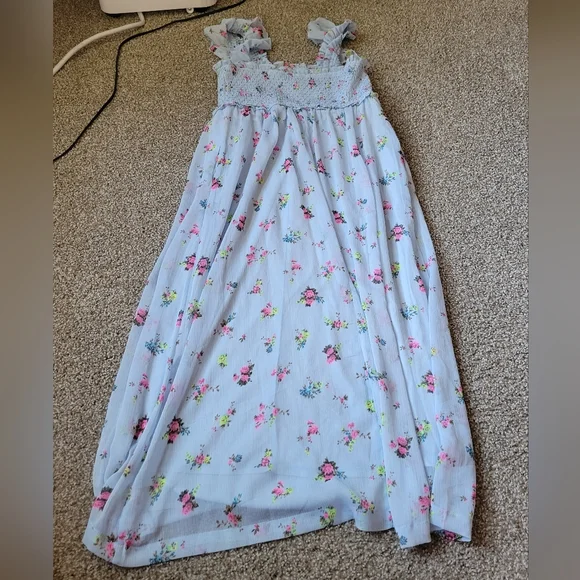 Maternity Motherhood Ditsy Floral Sleeveless Ruffle Shoulder Smocked Dress - Picture 11 of 14